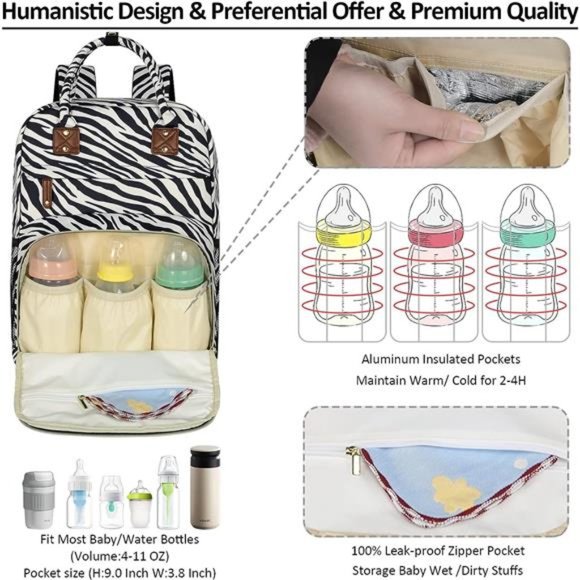 Diaper Bag Backpack for Women Large Capacity, Baby Bag with Insulated Pockets - Picture 5 of 6